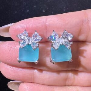 Elegant Silver and Blue Gemstone Earrings